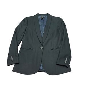 J. Crew Wool Blend Black One Button Blazer Neutral Minimalist Professional Work